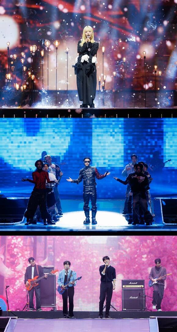 가수 한로로와 우즈, 10CM는 릴레이 무대를 펼치며 밴드 음악의 높아진 인기를 입증했다./멜론