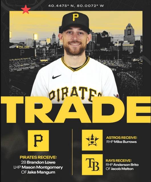 ▲ 트레이드로 피츠버그 파이리츠에 합류한 브랜든 로우. ⓒ피츠버그 파이리츠 SNS