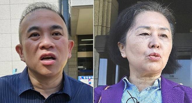 ‘윤석열·김건희 부부의 공천개입 의혹사건’ 핵심인물인 명태균씨와 김영선 전 국회의원. 최상원 기자