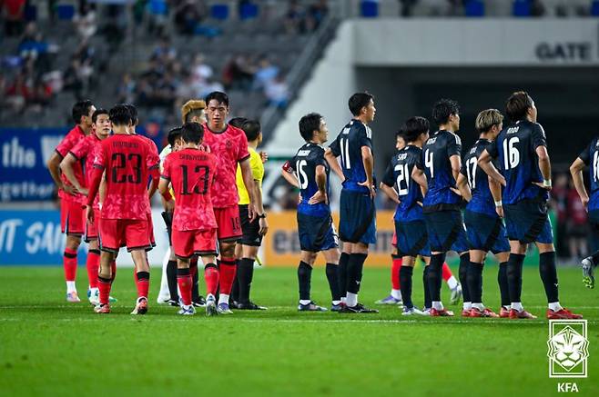 사진은 지난 7월 15일 용인미르스타디움에서 열린 한국과 일본의 동아시안컵 3차전. 국내파 위주로 나선 경기에서, 한국은 일본에 0-1로 석패했다. 사진=대한축구협회