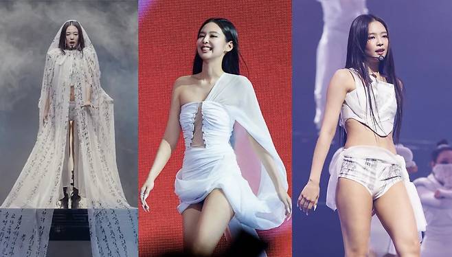 서울관광 명예 홍보대사인 그룹 블랙핑크 제니(JENNIE)가 '2025 제17회 멜론 뮤직 어워드'(MMA 2025)에서 선보인 한국의 미(美)를 녹인 무대의상과 드레스로 화제를 모으고 있다. /사진=OA엔터테인먼트, 르쥬