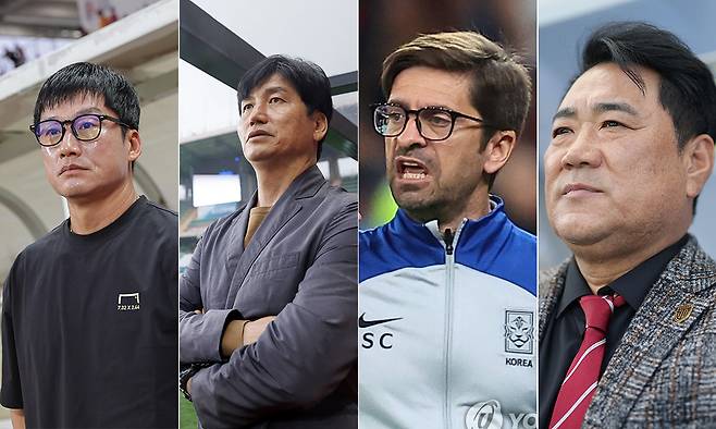 이정효 감독(왼쪽부터), 정정용 감독, 코스타 코치, 김현석 前감독