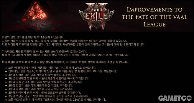 사실 버프에도 불구하고 여전히 바알 사원은 비인기 콘텐츠다 (사진=POE2 공식 홈페이지)