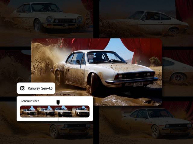 어도비 파이어플라이에서 이용할 수 있는 런웨이의 신규 모델 ‘젠-4.5’  활용 예시 화면. 어도비 제공