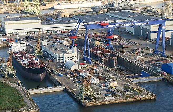 2013년 노르웨이 아커 사가 운영할 당시 필리조선소의 모습.