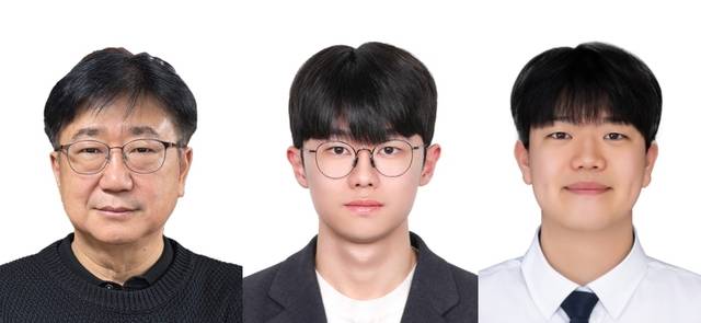 포스텍 반도체공학과 이병훈 교수와 조재민·홍준영 학생(왼쪽부터). 포스텍 제공