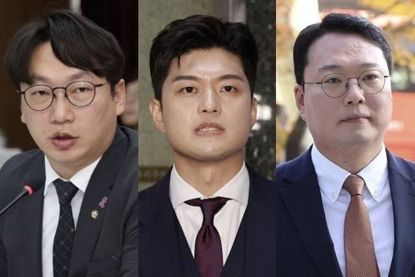 왼쪽부터 모경종 더불어주당 의원, 김용태 국민의힘 의원, 천하람 개혁신당 의원. / 사진=연합뉴스