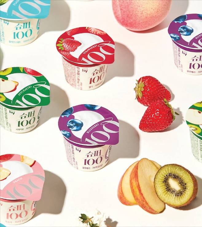 hy의 떠먹는 발효유 ‘슈퍼100’ 제품군.  hy 제공
