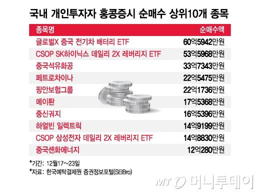 국내 개인투자자 홍콩증시 순매수 상위10개 종목/그래픽=김지영