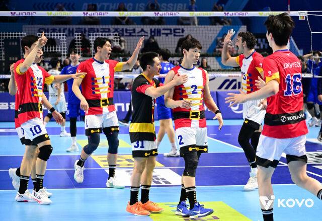 대한항공 선수들./KOVO