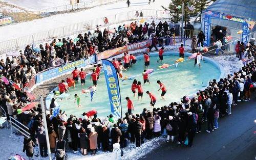 2025년 제16회 평창송어축제장 맨손송어잡기 [연합뉴스 자료사진]