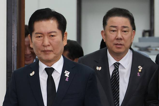 ▲ 더불어민주당 정청래 대표(왼쪽)와 김병기 원내대표. /연합뉴스