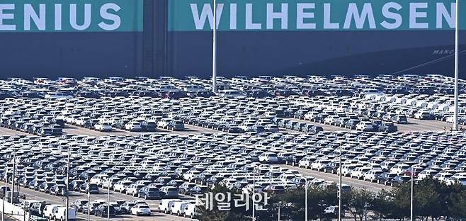 경기 평택항 자동차전용부두에 수출용 차량이 세워져 있는 모습.ⓒ뉴시스