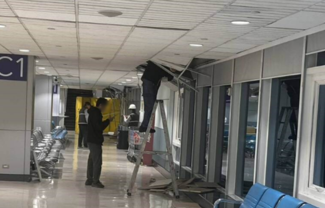 대만 북동부 해안 규모 7.0 지진으로 타오위안 국제공항 제2터미널에서 천장 구조물 일부가 낙하하는 사고가 발생했다. 사진 제공=대만 타오위안공항공사