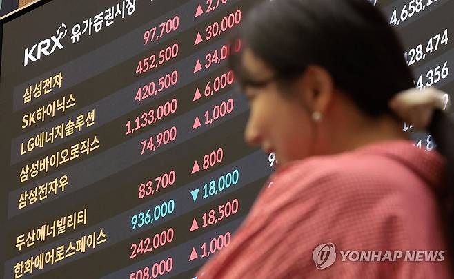 서울 여의도 한국거래소 홍보관내 주식 현황판 [연합뉴스 자료사진. 재판매 및 DB 금지]