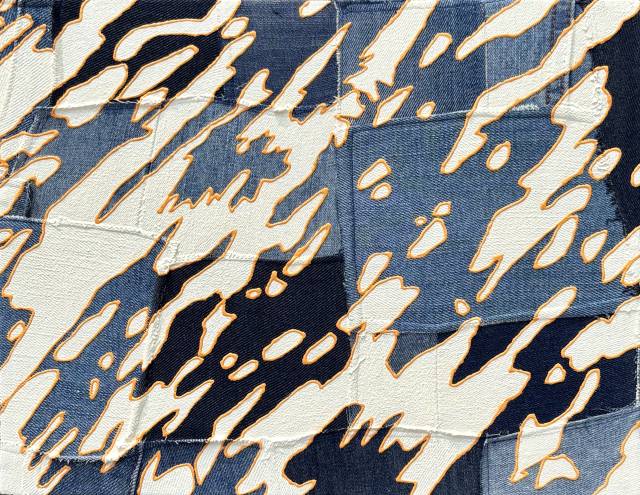 이예주, 조용히, 오랫동안, 헌 옷에 아크릴, 27.3 x 34.8cm, 2025