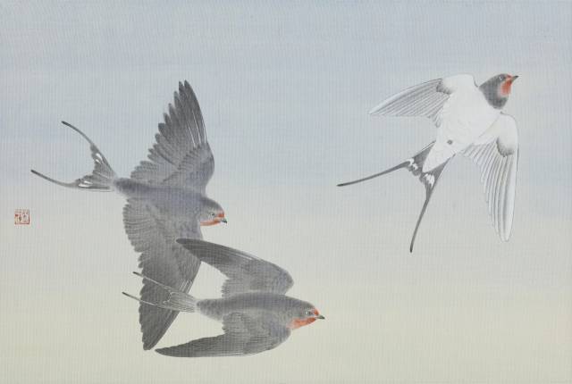 이찬범, 비행, 비단에 채색, 31x46cm, 2025