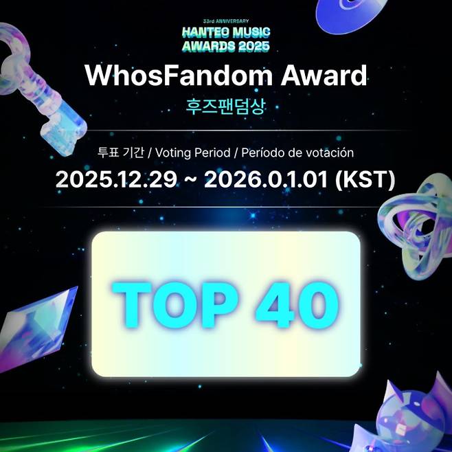 '한터뮤직어워즈 2025' 후즈팬덤상 투표 시작, 한터글로벌&nbsp;