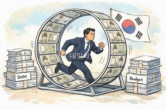 내년 국고채 발행이 처음으로 200조원을 넘어서면서 국가채무 속도와 구조에 대한 경고등이 켜졌다. ⓒ데일리안 AI 삽화 이미지