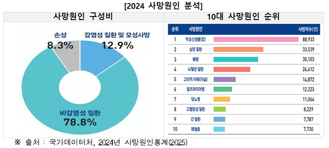 2024 사망원인 분석. 질병관리청 제공