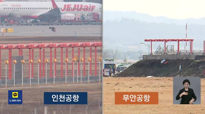 인천공항과 무안공항의 로컬라이저 비교(사진=KBS뉴스)
