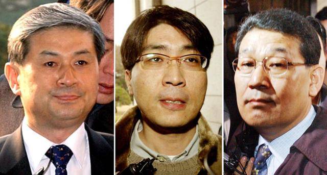 2006년 3월 2일 검찰에 소환된 황우석,김선종, 윤현수. 한국일보 자료사진