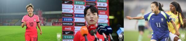수원FC 위민에 합류한 (왼쪽부터) 지소연, 김혜리, 최유리. 대한축구협회 제공