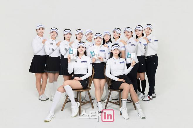 메디힐 골프단 소속 선수들이 함께 모여 선전을 다짐하고 있다. (사진=메디힐 골프단)