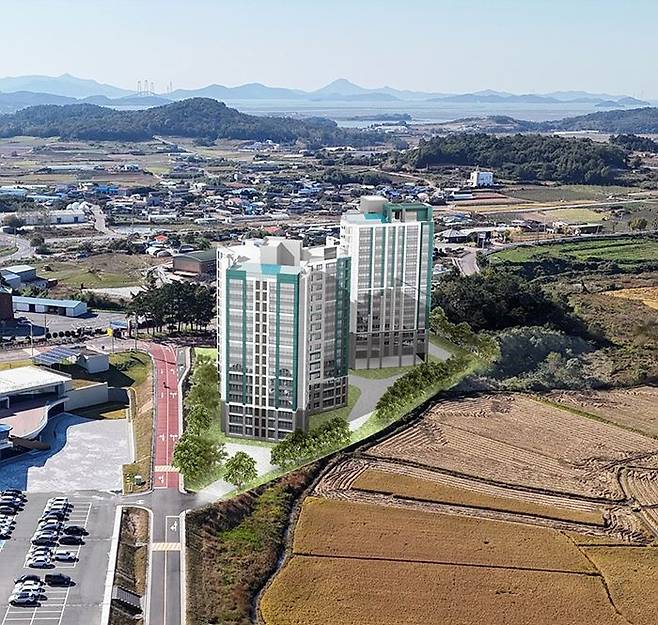 압해 읍소재지에 들어서는 공공임대주택 조감도. 신안군 제공