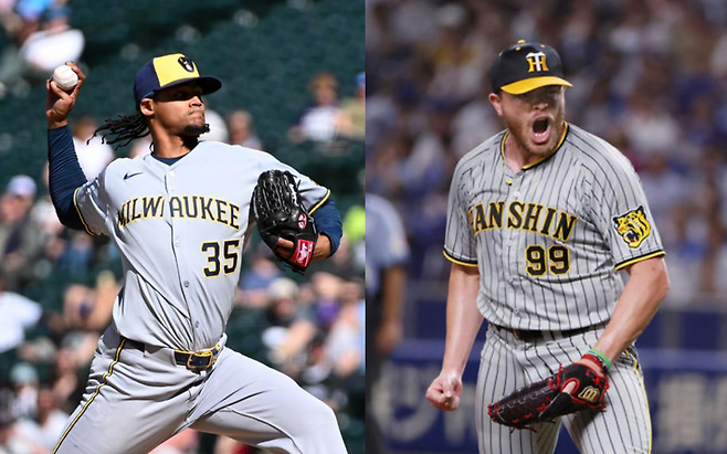 롯데 자이언츠 새 외국인 투수 엘빈 로드리게스(왼쪽)와 제레미 비슬ㄹ. 사진=롯데 자이언츠