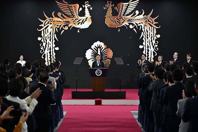 President Lee Jae Myung attends his inauguration oath ceremony at the National Assembly in Yeouido, Seoul, on June 4. (Herald DB)