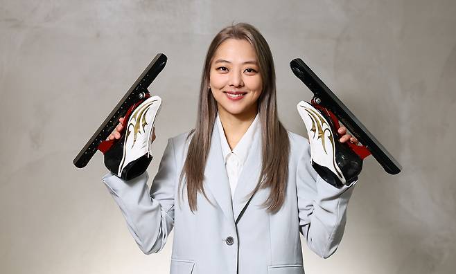 Speed skater Kim Bo-reum poses during an interview with the JoongAng Ilbo in southern Seoul on April 26, 2023. [KIM JONG-HO]