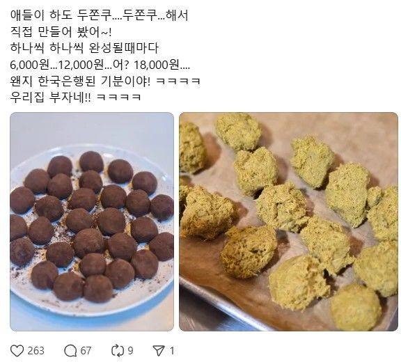 [뉴시스] 최근 비싼 가격과 품절 사태로 직접 '두쫀쿠'를 만드는 이들까지 등장했다. (사진=X @starstarfarm 캡처) *재판매 및 DB 금지