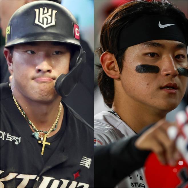 2024시즌 최우수선수 김도영(오른쪽)과 2025시즌 신인왕 안현민. 사진=IS포토, 구단
