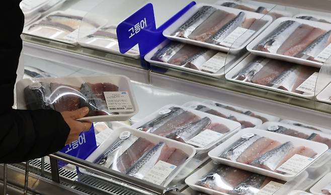 지난해 12월 31일 서울의 한 마트를 찾은 시민이 생선을 구매하고 있다. 사진=뉴스1
