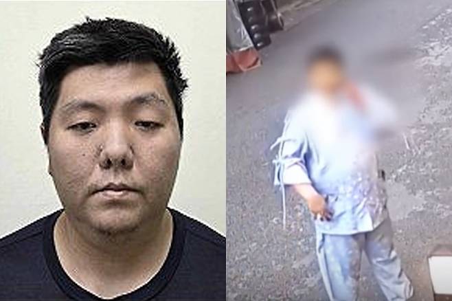 김성진 머그샷. 오른쪽은 지난해 4월22일 오후 범행 직후 서울 강북구 미아동 한 마트 인근 폐쇄회로(CC)TV에 포착된 김성진 모습. 서울경찰청 제공·연합뉴스