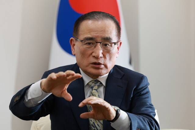 위성락 국가안보실장이 31일 오후 서울 종로구 청와대 안보실장 접견실에서 한겨레와 인터뷰 하고 있다. 정용일 선임기자 yongil@hani.co.kr