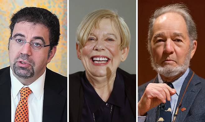 2026년엔 우리가 직면한 문제들의 해법을 모색한 책들이 다수 출간될 예정이다. 사진은 왼쪽부터 ‘자유주의’를 펴낼 2024년 노벨 경제학상 수상자 다론 아제모을루, ‘경전의 탄생’을 펴낼 종교학자 캐런 암스트롱, ‘위대한 리더십은 어떻게 탄생하는가’를 펴낼 재러드 다이아몬드. 위키미디어 코먼스, EPA 연합뉴스