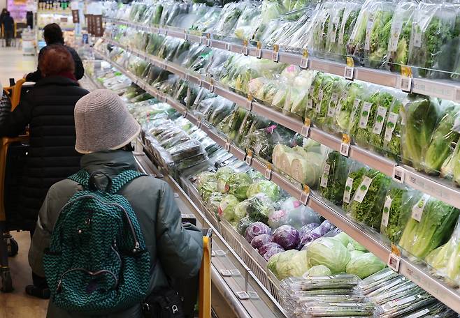 People shop for groceries at a market in Seoul on Tuesday. (Yonhap)