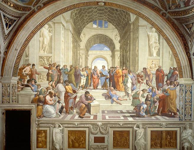 The School of Athens By Raffaello Sanzio da Urbino. Apostolic Palace, Vatican Museums, Vatican City. [WIKIPEDIA]