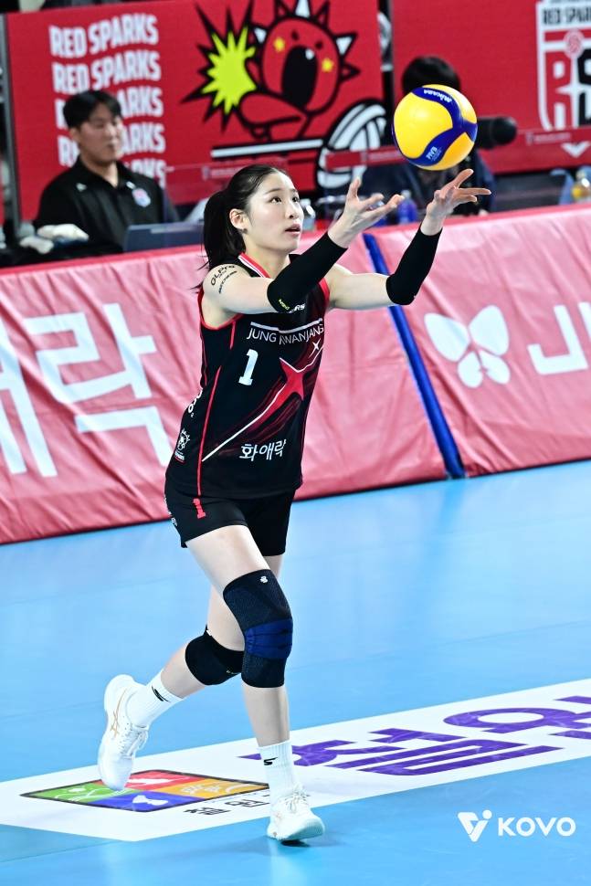 서브를 넣고 있는 인쿠시. /사진=KOVO 제공