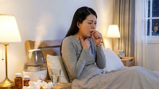 후비루는 코나 부비동에서 다량으로 생산된 점액이 목 뒤로 넘어가는 현상을 말한다｜출처: Gemini 생성