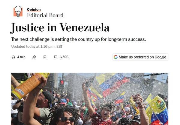 ▲ 지난 3일자 WP 사설.