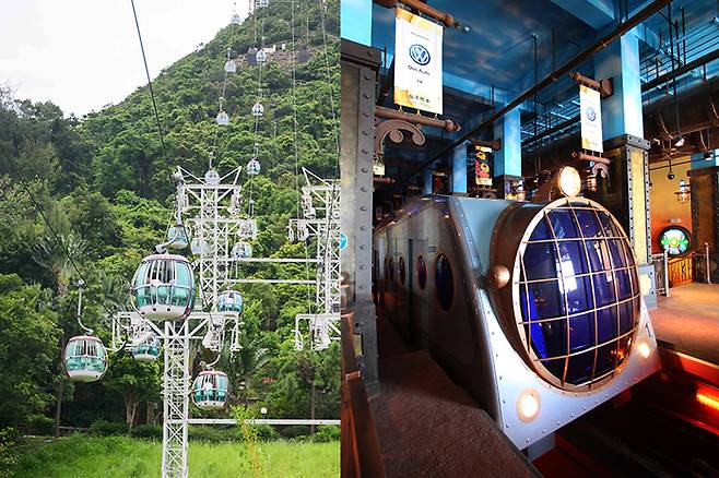 좌 - 케이블카, 우 - 오션익스프레스 / 사진 = 홍콩 오션파크 제공