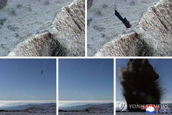 지난해  2024년 10월22일 이재명 정부 들어 처음 발사한 탄도미사일인 화성-11마형 극초음속미사일. 조선중앙통신 캡처/연합뉴스