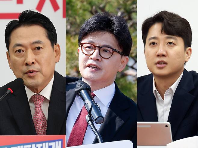 장동혁 국민의힘 대표(왼쪽부터), 한동훈 전대표, 이준석 개혁신당 대표./ 남강호 기자