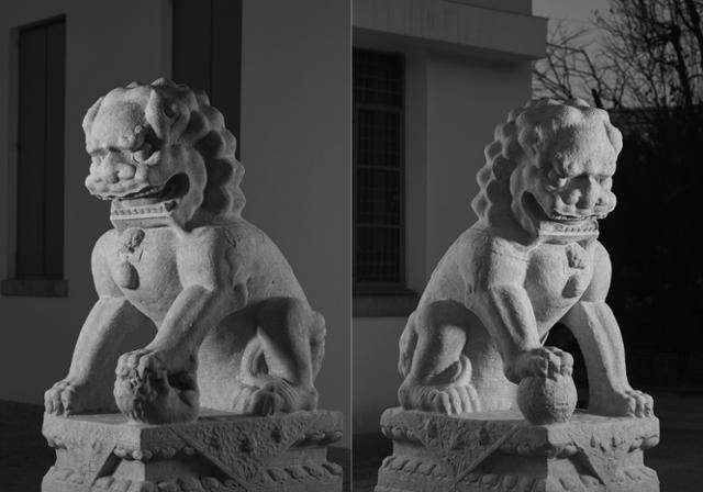 간송미술관이 소장한 중국 청나라 때 석사자상 한 쌍. 암사자상(왼쪽 사진)과 수사자상. 국립중앙박물관·간송미술문화재단 제공