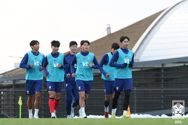 훈련하는 U-23 축구대표팀 선수들. 사진=KFA