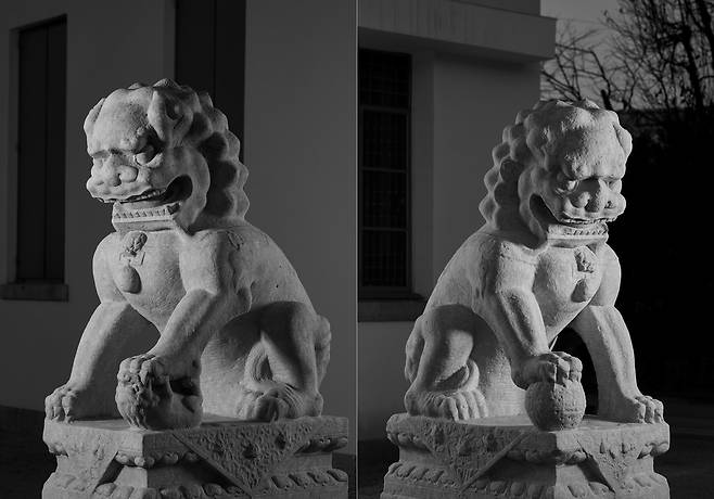 중국에 기증하는 석사자상  왼쪽은 암사자상, 오른쪽은 숫사자상 [국립중앙박물관 제공. 재판매 및 DB 금지]