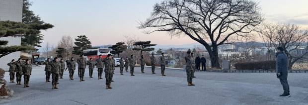 경북전문대학교 학군부사관후보생 동계 입영 훈련 출정식이 열리고 있다. 사진=경북전문대학교 제공